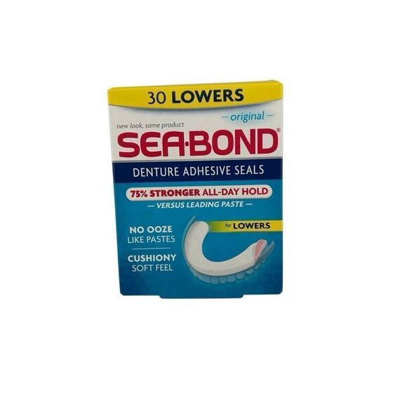 Sea-Bond SECURE DENTURE ADHESIVE SEALS, ORIGINAL LOWERS, 30 COUNT (PACK OF 1) - Picture 1 of 3